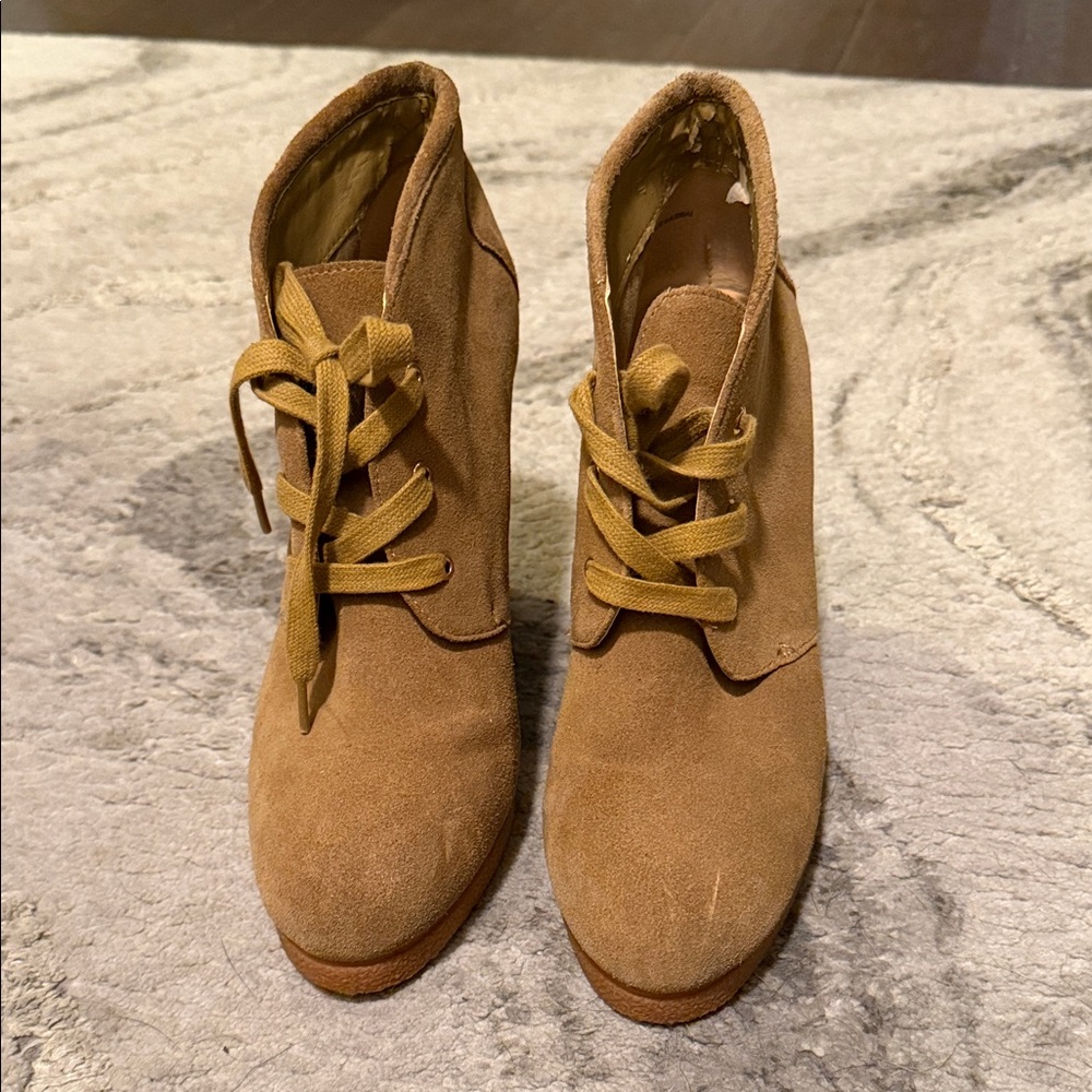 Tesori Tan Suede Wedge Shoes